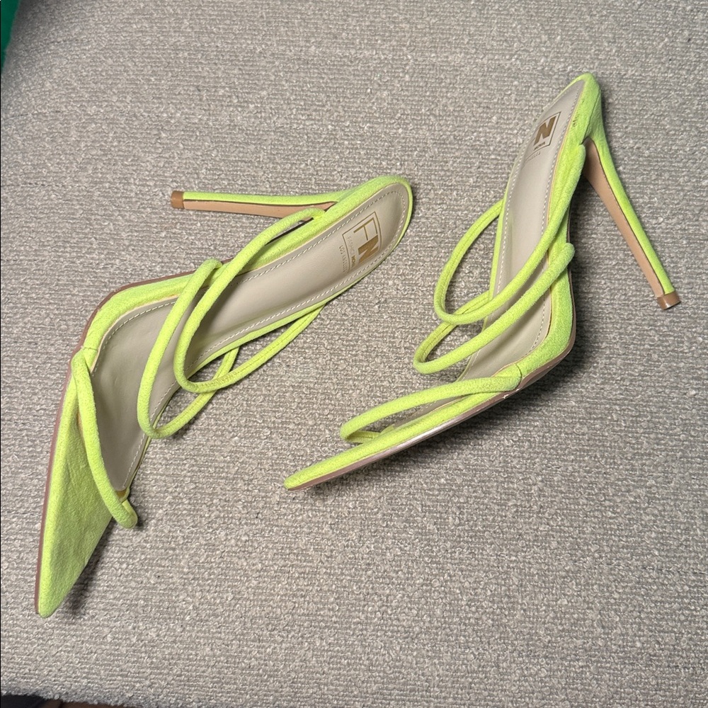 Women's Lime Green Strappy Heels - Picture 2 of 3